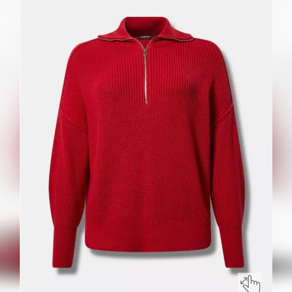 Torrid Red V-Neck Sweater with Ribbed Cuffs